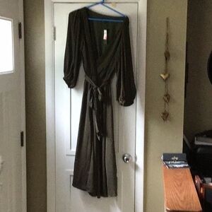 Army green midi dress